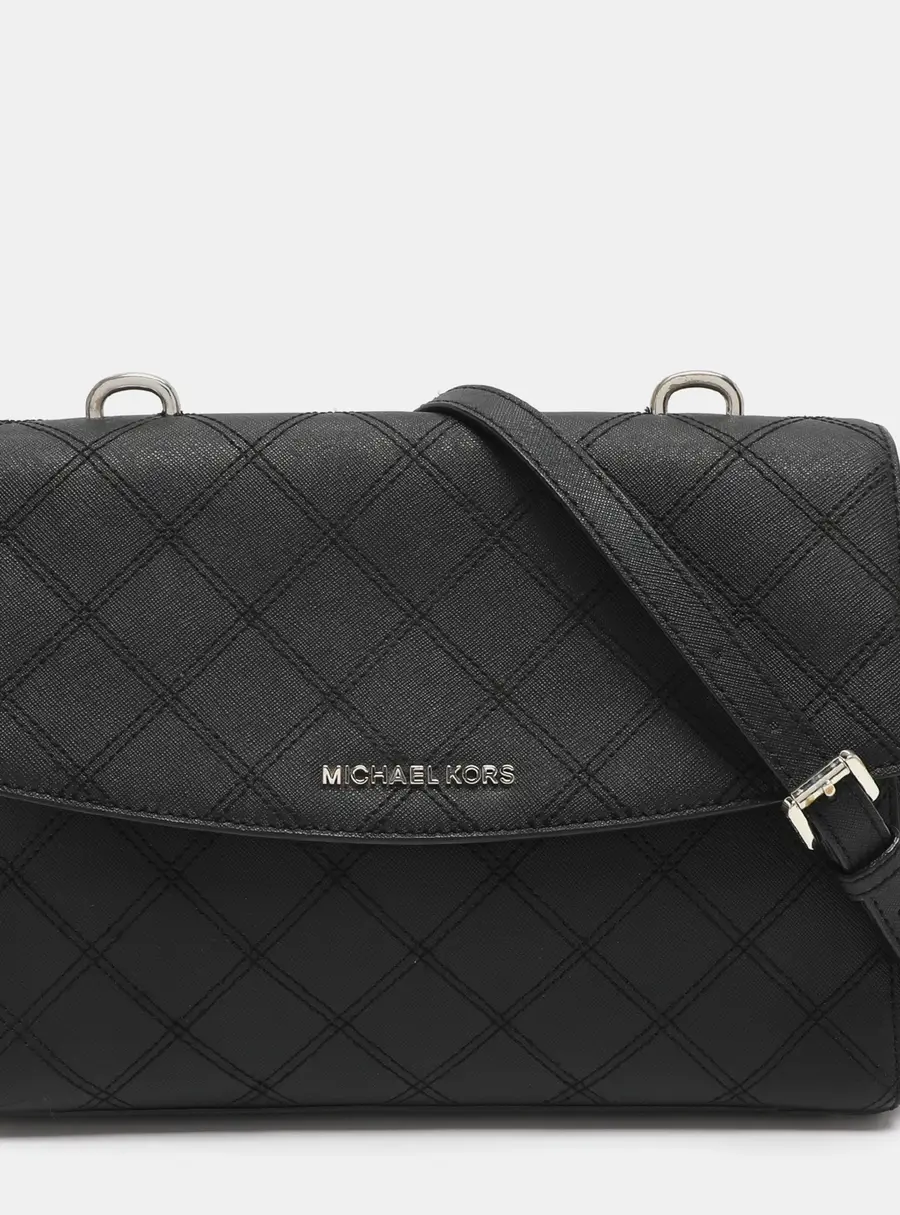 Michael Kors Ava Medium Black Saffiano Leather Top Handle Bag