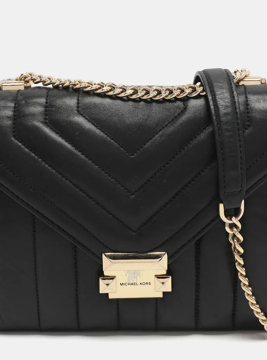 Michael Kors Whitney Medium Black Quilted Leather Shoulder Bag