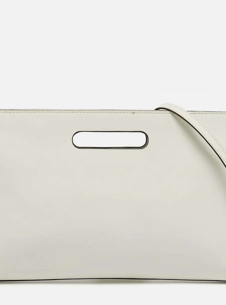 Michael Kors Tilda Cut Out White Leather Clutch Bag