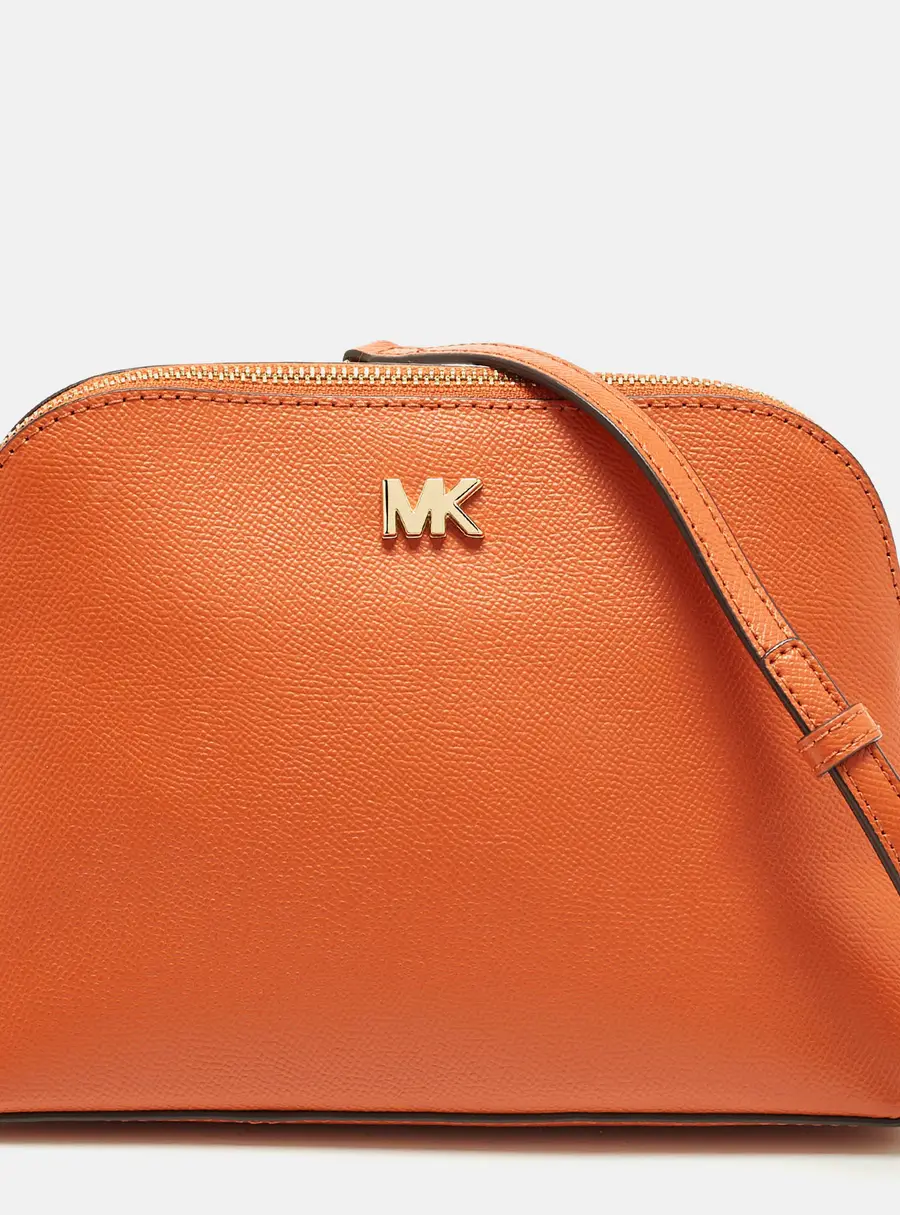 Michael Kors Dome Orange Leather Crossbody Bag