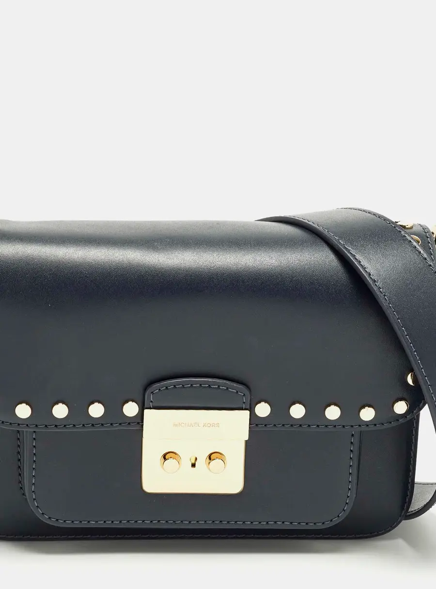 Michael Kors Sloan Editor Navy Blue Leather Shoulder Bag