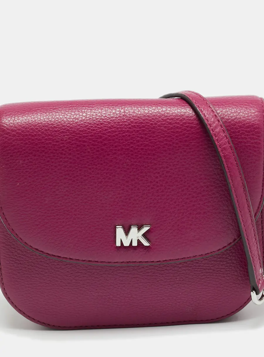 Michael Kors Mott Magenta Leather Crossbody Bag