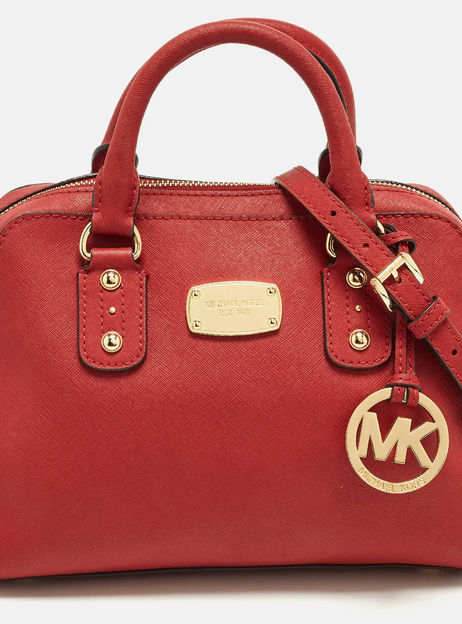 Michael Kors Dome Red Leather Satchel