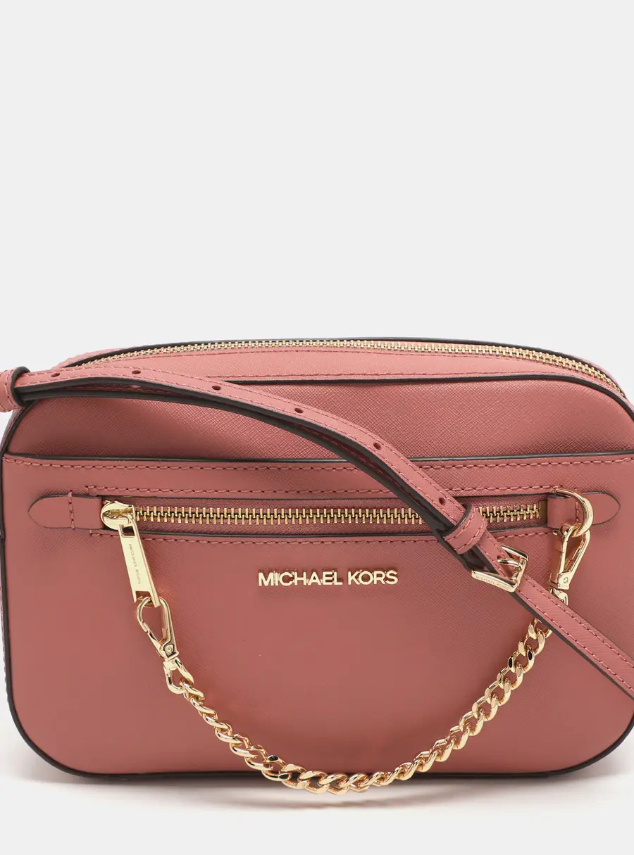 Michael Kors Jet Set Pink Leather Crossbody Bag