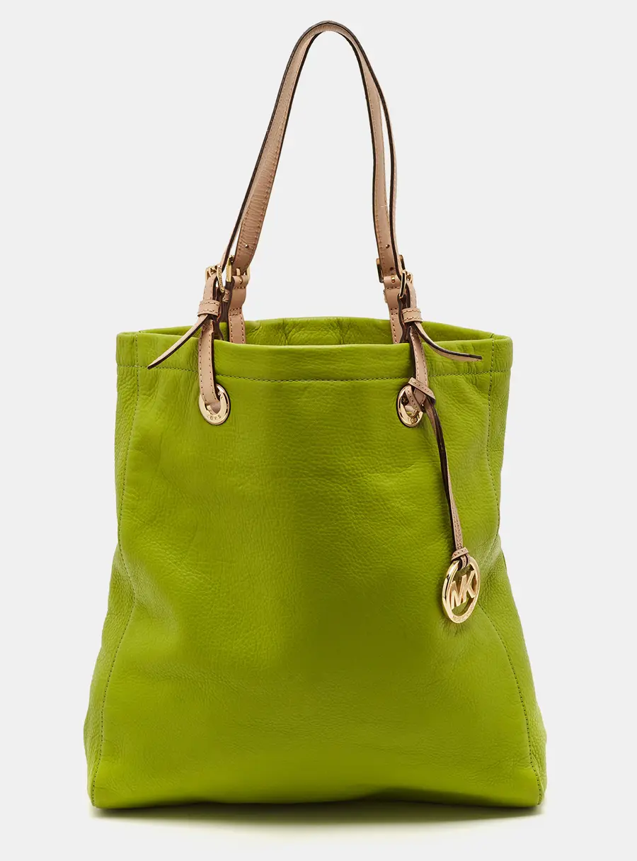 Michael Kors Jet Set North South Light Green/Beige Leather Tote