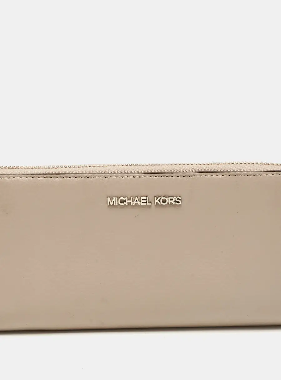 Michael Kors Zip Grey Leather Continental Wallet