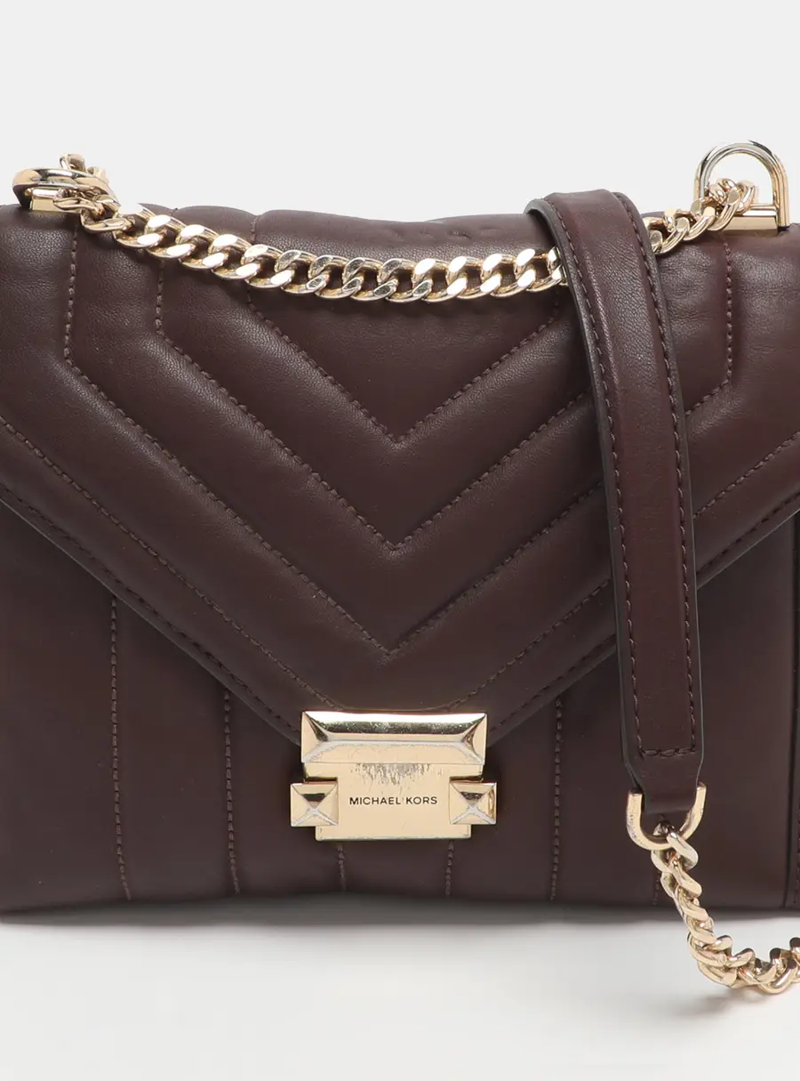 Michael Kors Whitney Burgundy Quilted Leather Shoulder Bag