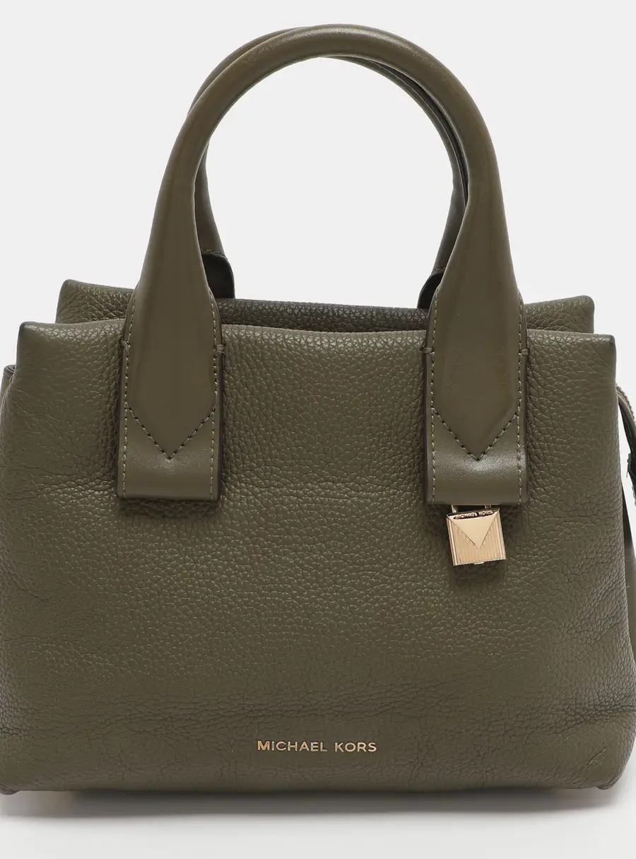 Michael Kors Rollins Small Green Leather Satchel