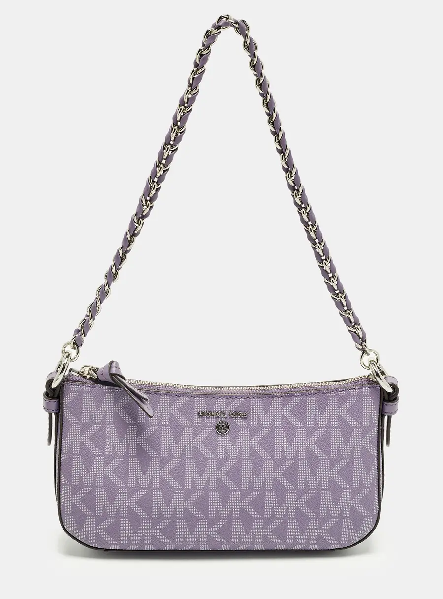Michael Kors Jet Set Charm Lavender Signature Coated Canvas and Leather Shoulder Bag