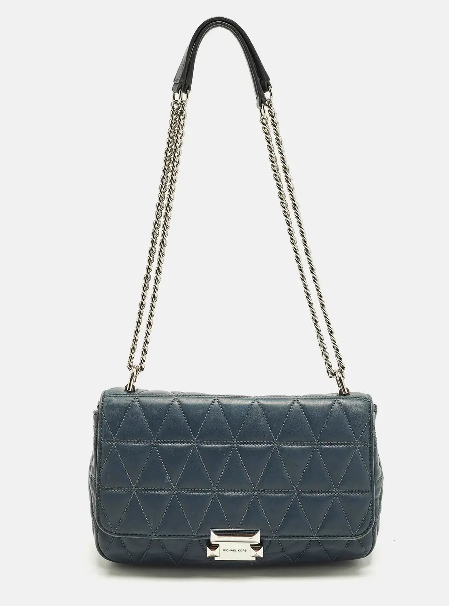 Michael Kors Sloan Chain Navy Blue Quilted Leather Shoulder Bag