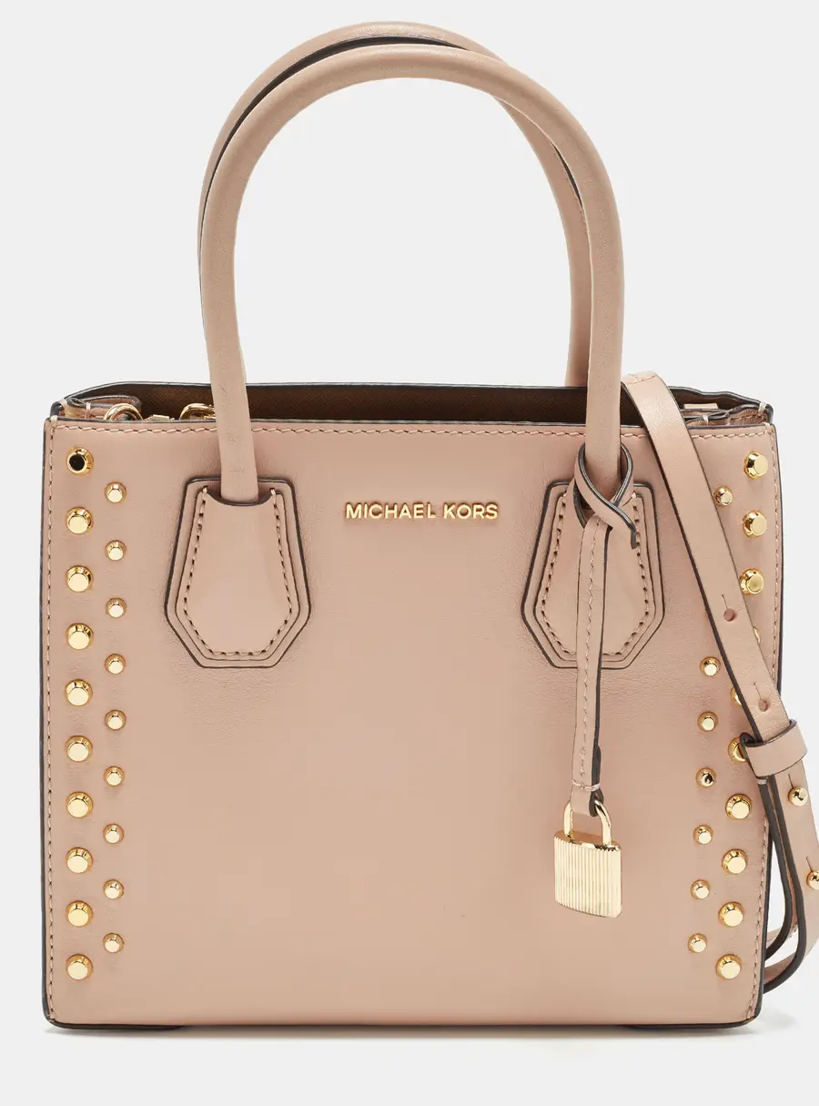 Michael Kors Mercer Studded Small Blush Pink Leather Tote