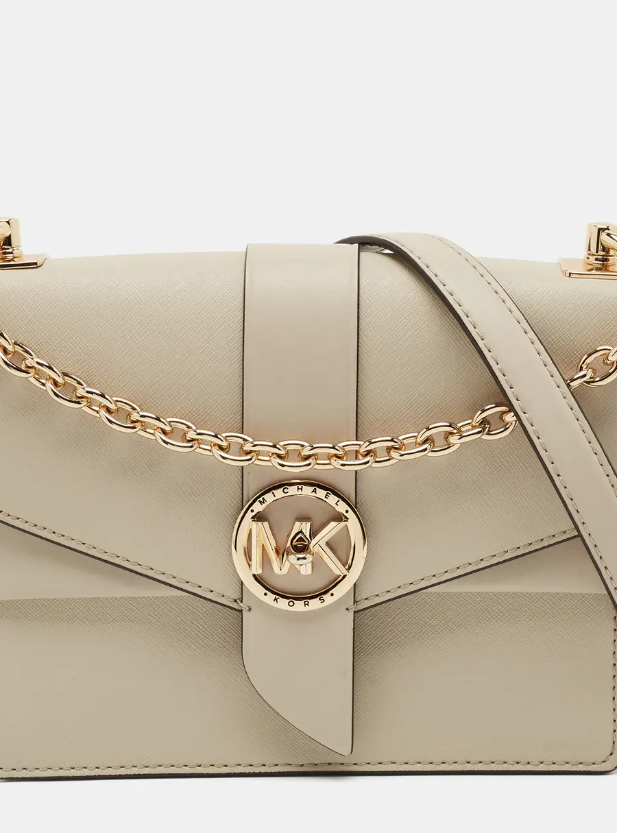 Michael Kors Greenwich Small Light Beige Leather Crossbody Bag