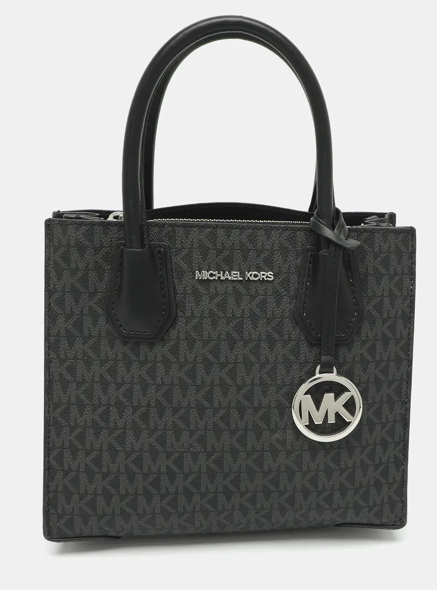 Michael Kors Mercer Medium Grey/Black Signature Coated Canvas Tote