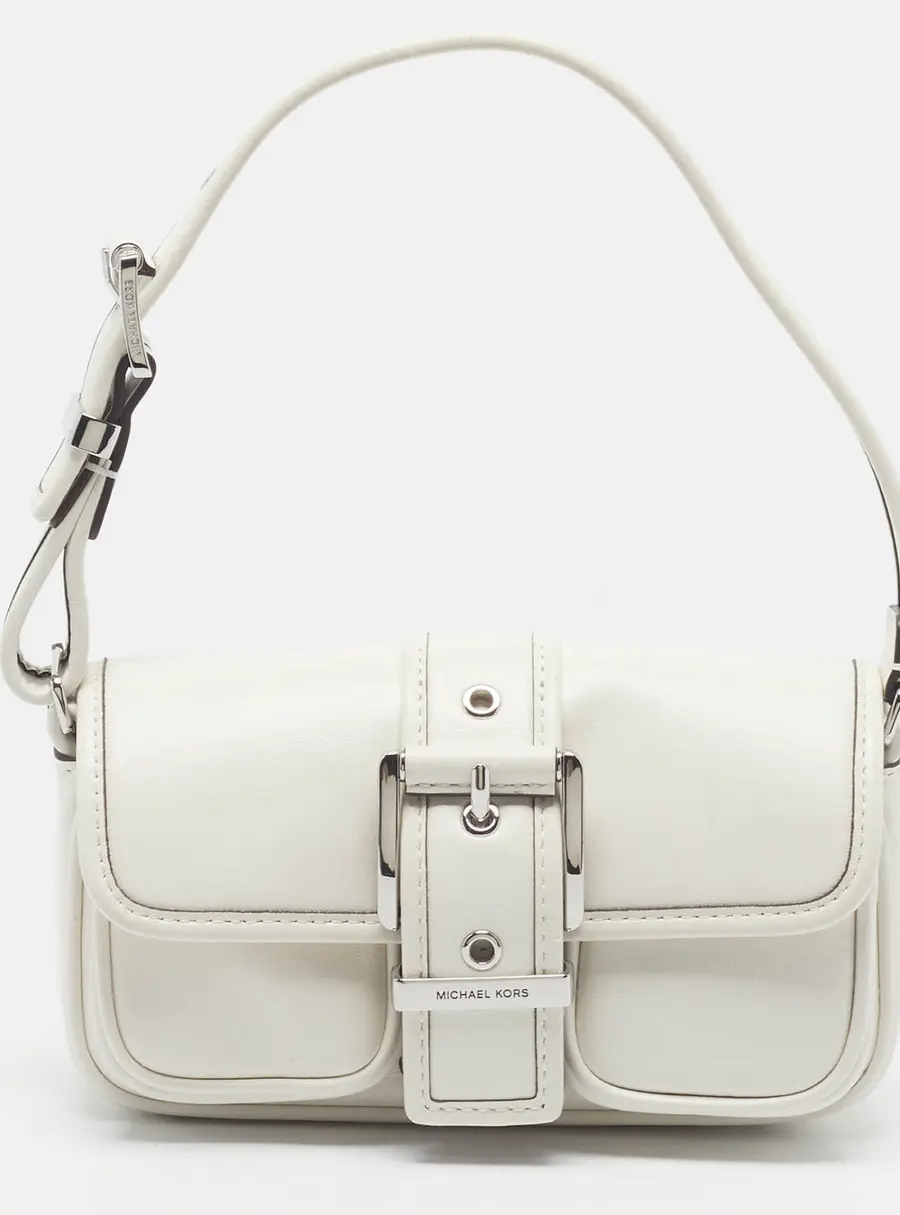 Michael Kors Colby Extra-Small White Leather Flap Shoulder Bag