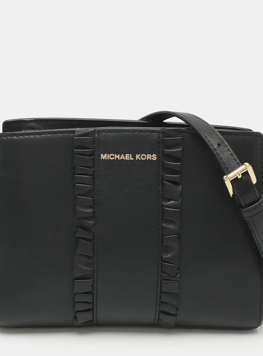 Michael Kors Selma Small Black Leather Crossbody Bag