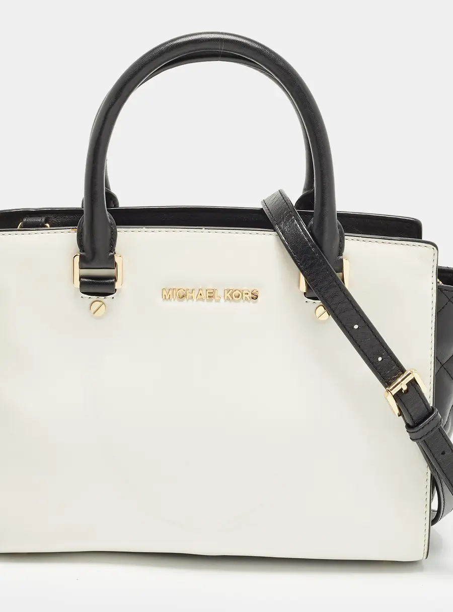 Michael Kors Selma Medium Black/White Quilted Leather Tote