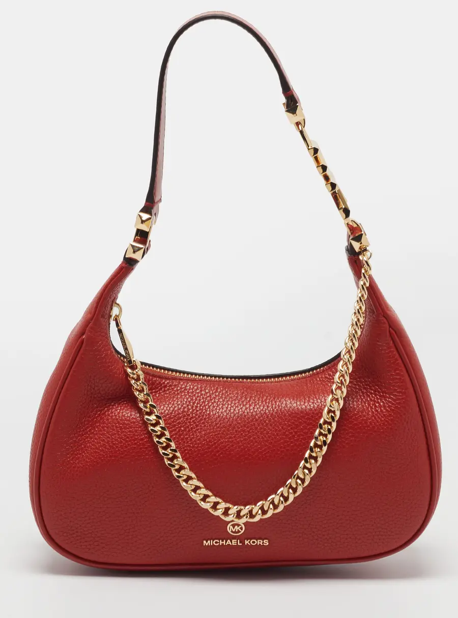 Michael Kors Piper Red Leather Shoulder Bag