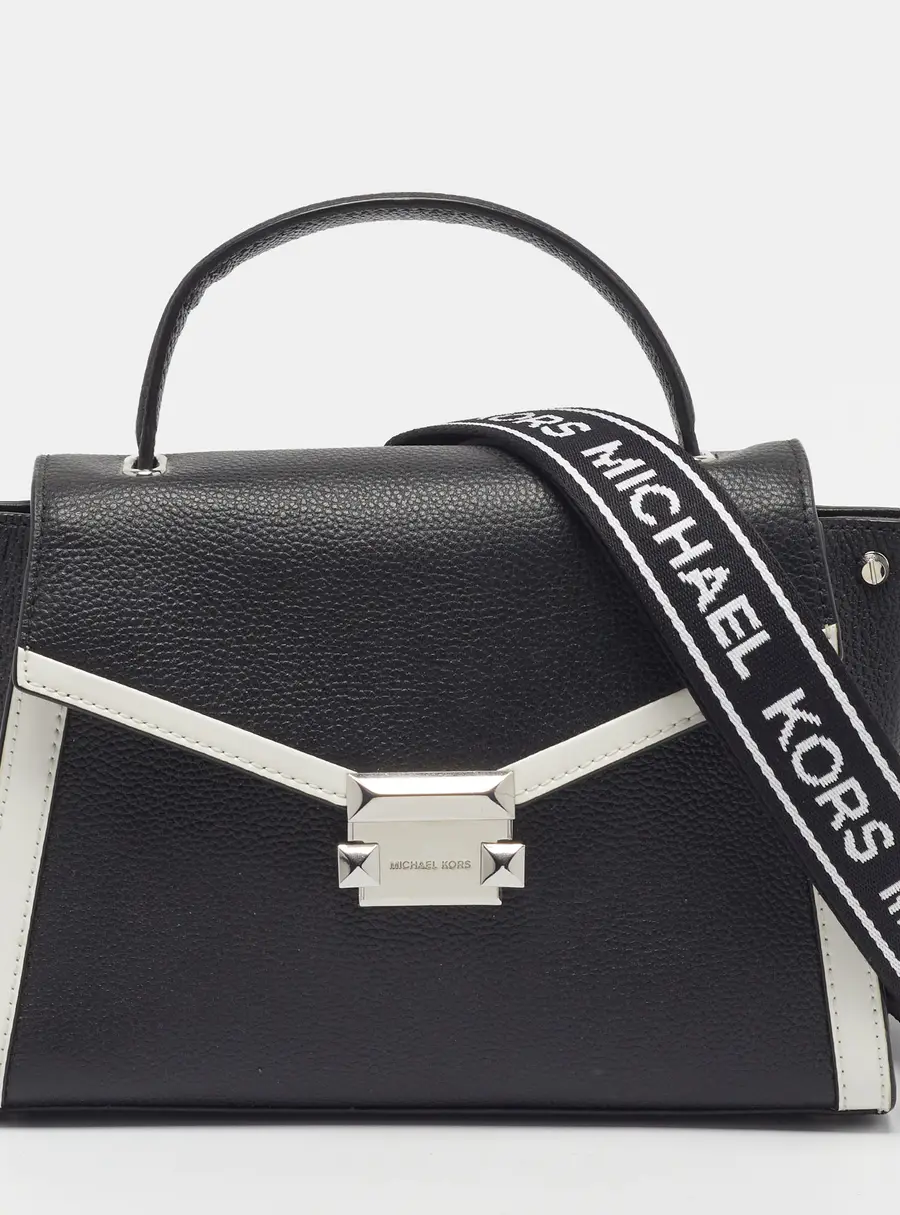 Michael Kors Whitney Black/White Leather Top Handle Bag