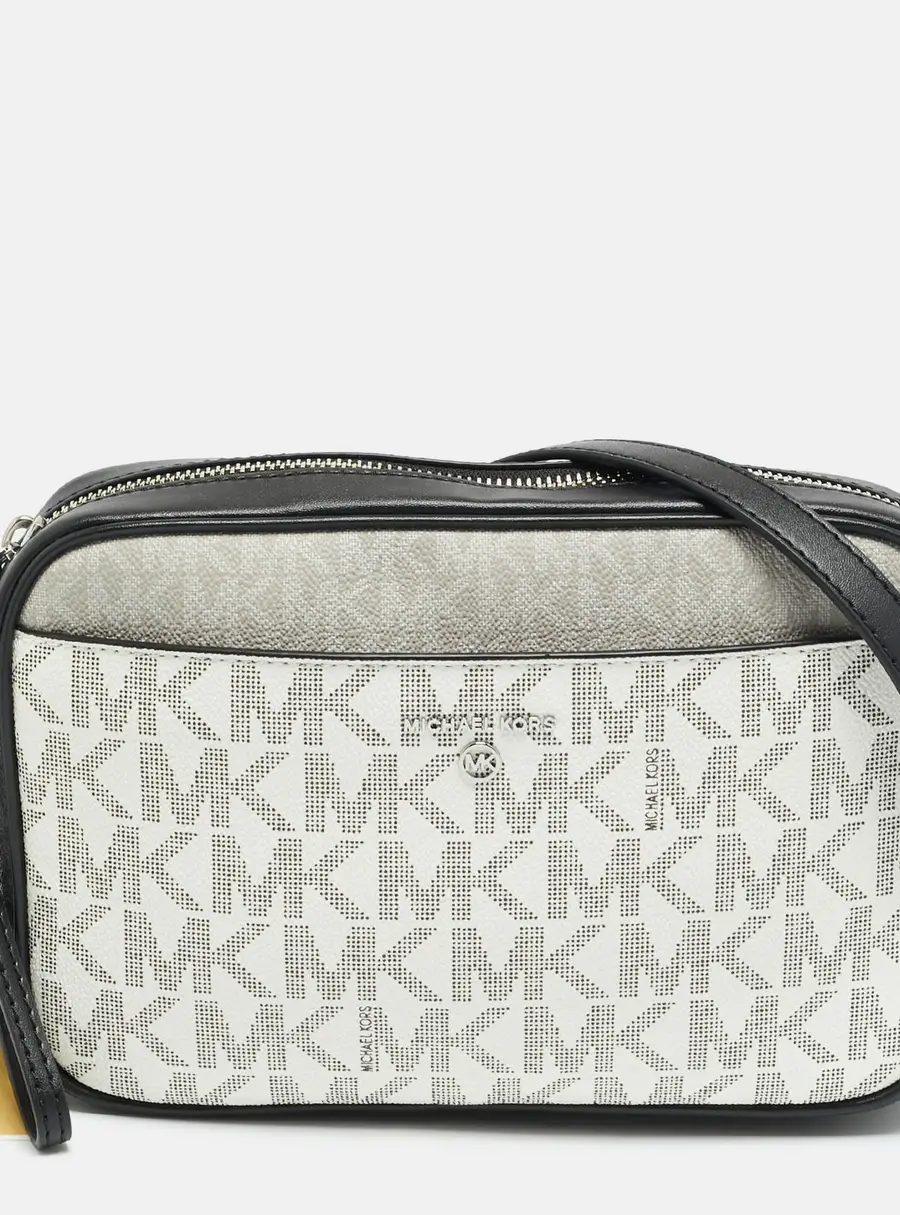 Michael Kors Jet Set Charm Large Tricolor Signature Coated Canvas Camera Crossbody Bag