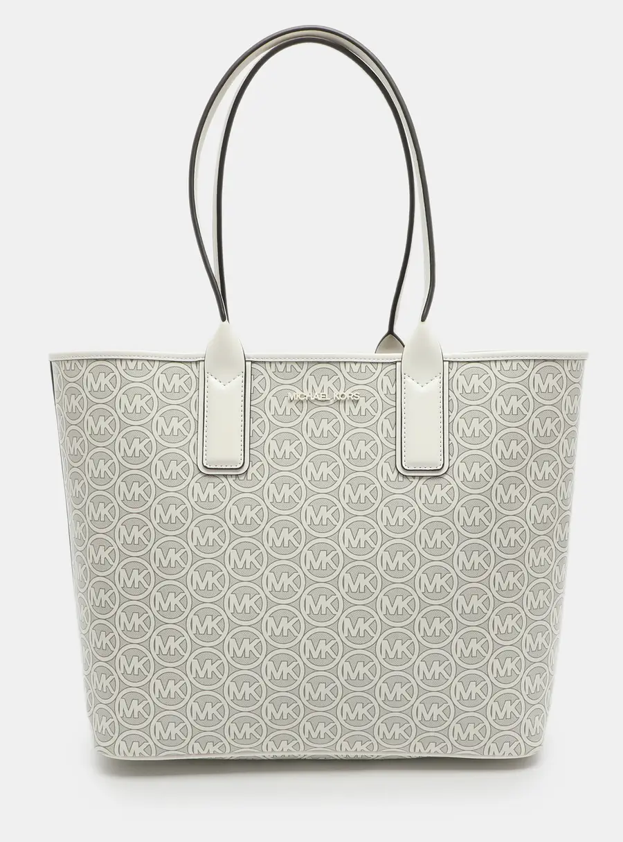 Michael Kors Jodie Large Optic White Coated Fabric Shopper Tote