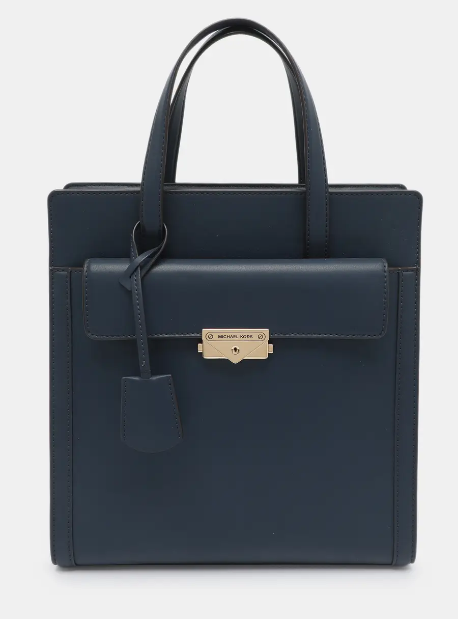 Michael Kors Navy Blue Faux Leather Tote