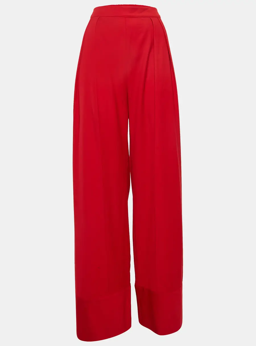 Michael Lo Sordo Red Wool Wide Leg Pants M