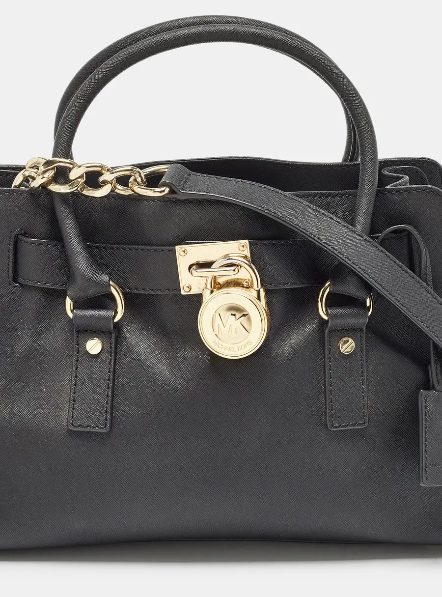 MICHAEL Michael Kors Black Leather Medium Hamilton East West Satchel