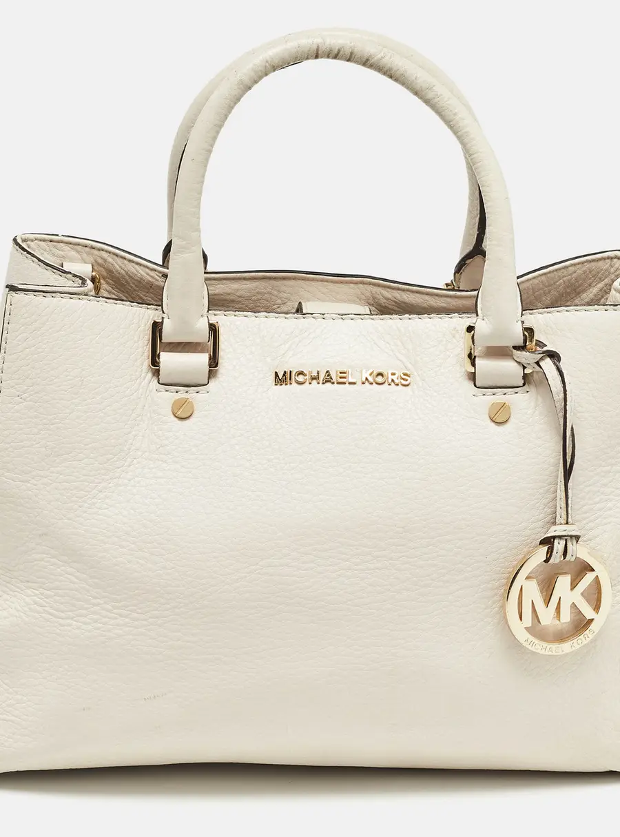 MICHAEL Michael Kors Off White Leather Middle Zip Tote