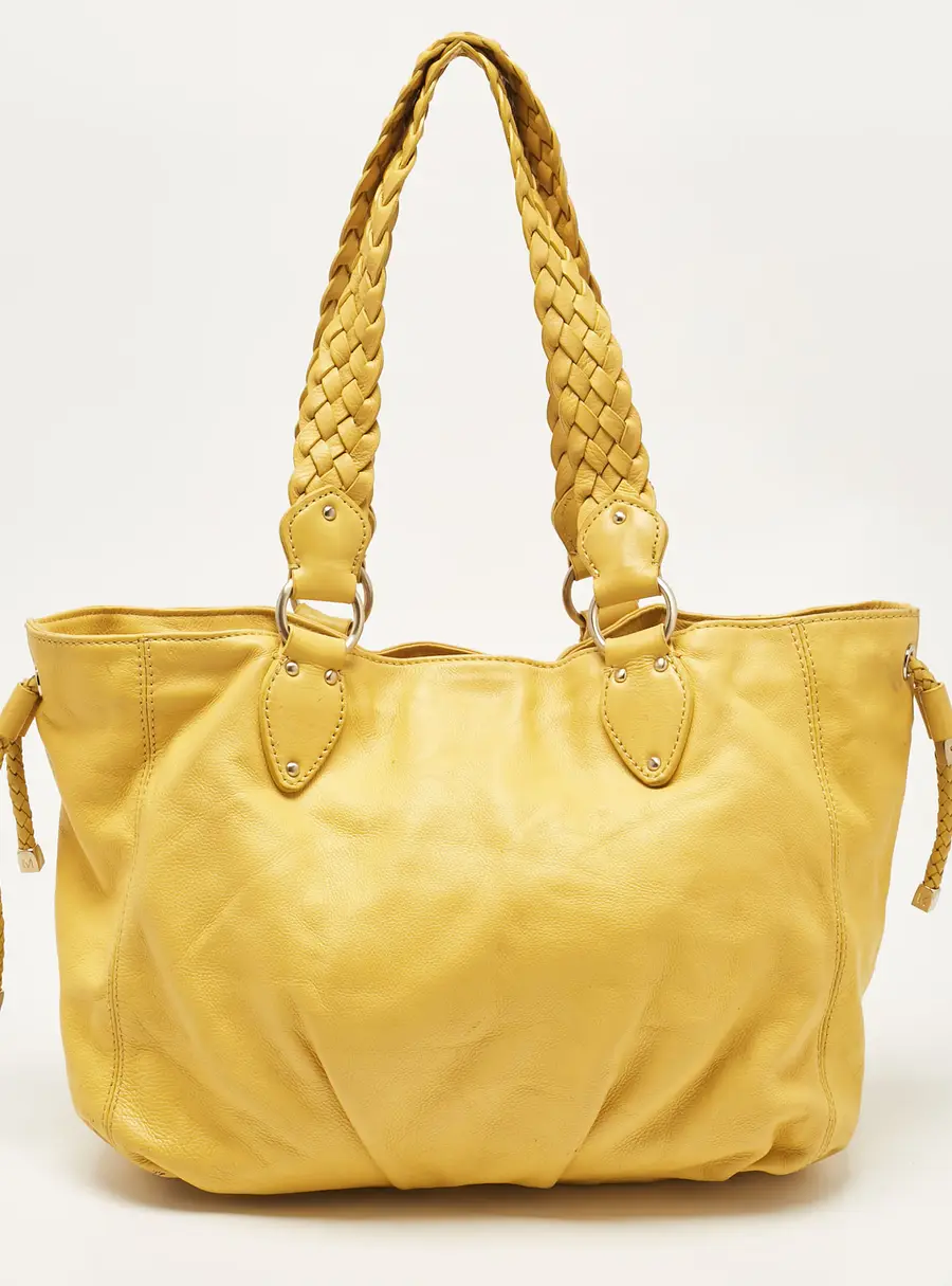 MICHAEL Michael Kors Yellow Leather Braided Drawstring Shoulder Bag
