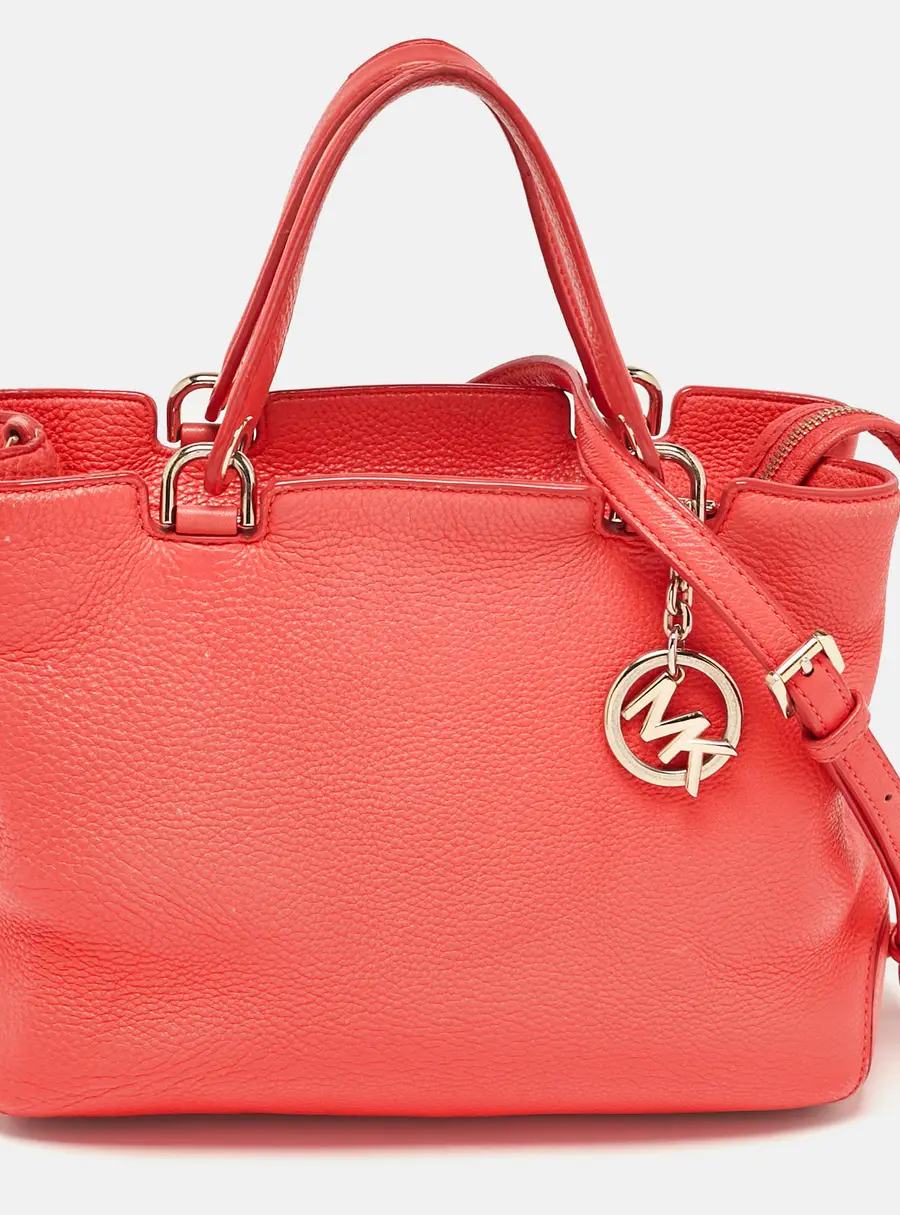 MICHAEL Michael Kors Red Soft Leather Anabelle Mid Zip Tote