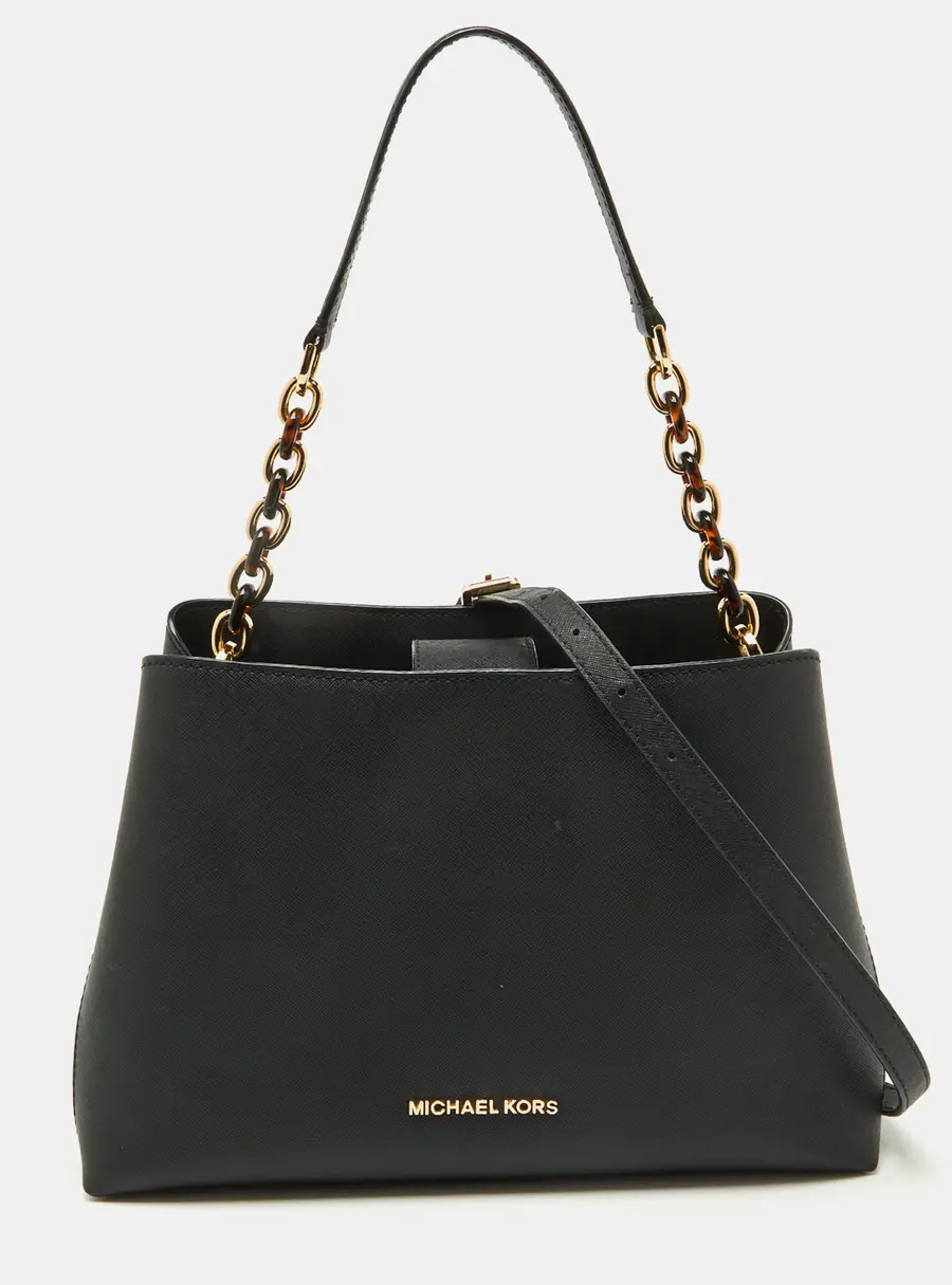 MICHAEL Michael Kors Black Saffiano Leather Portia Top Handle Bag