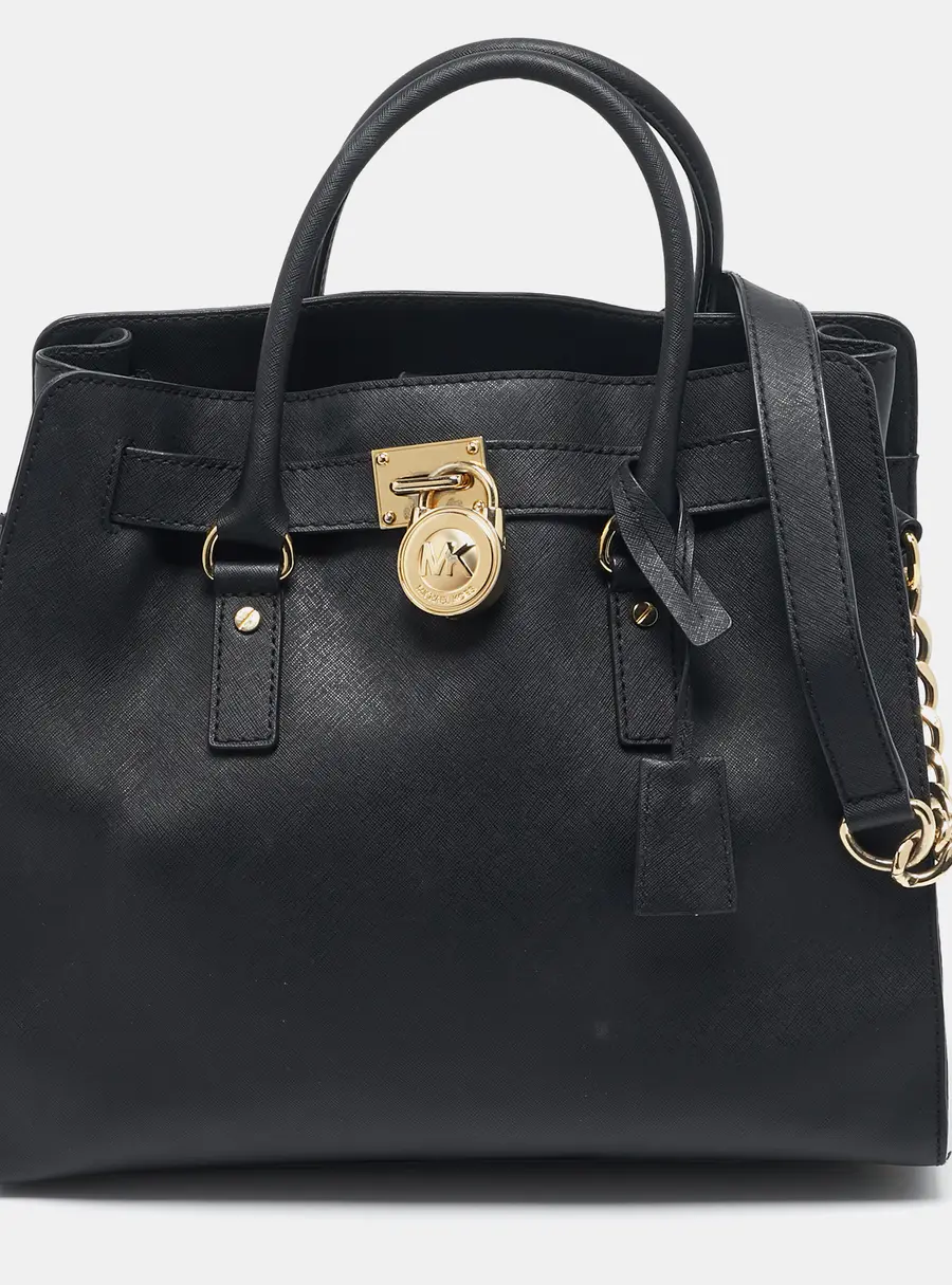 MICHAEL Michael Kors Black Leather Large North South Hamilton Tote