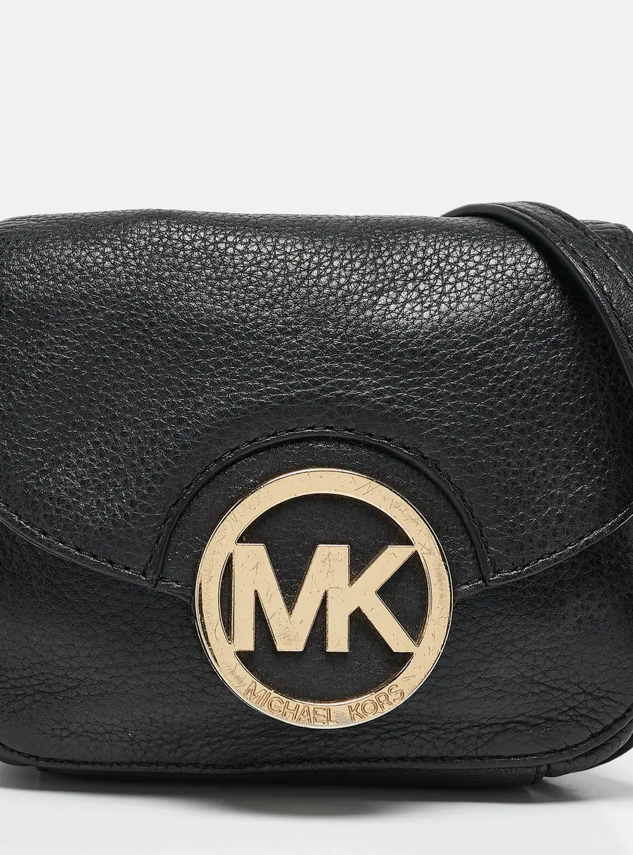 MICHAEL Michael Kors Black Leather Fulton Crossbody Bag