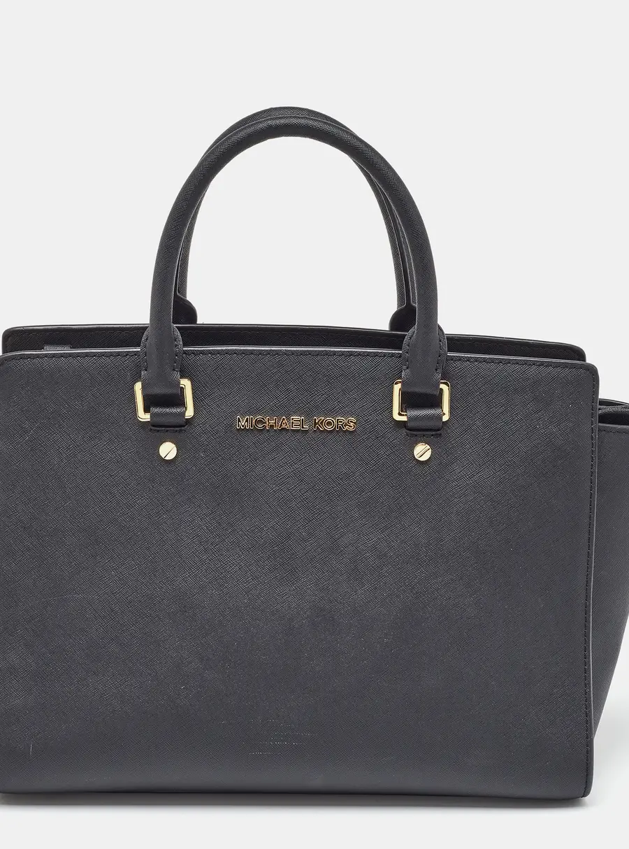 MICHAEL Michael Kors Black Saffiano Leather Large Selma Satchel