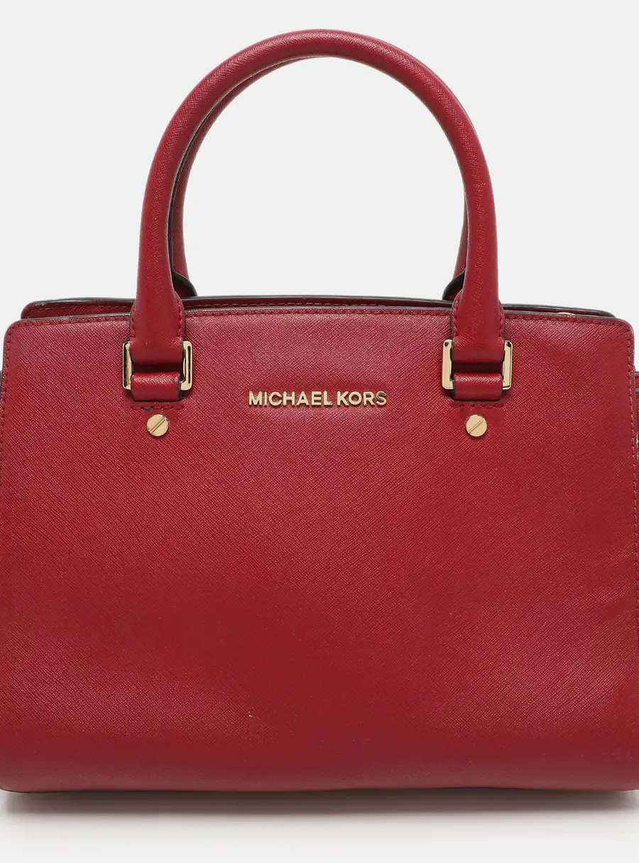 MICHAEL Michael Kors Red Blue Leather Medium Selma Satchel