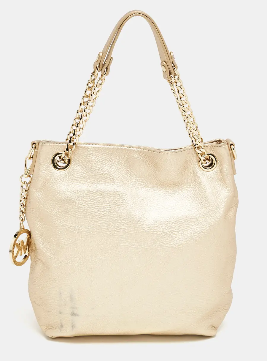 MICHAEL Michael Kors Gold Leather Jet Set Charm Chain Tote