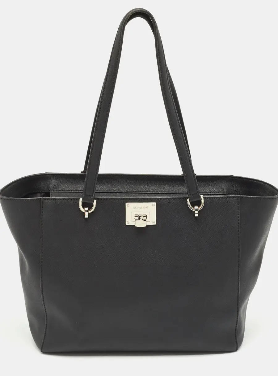 MICHAEL Michael Kors Black Leather Tina Zip Shopper Tote