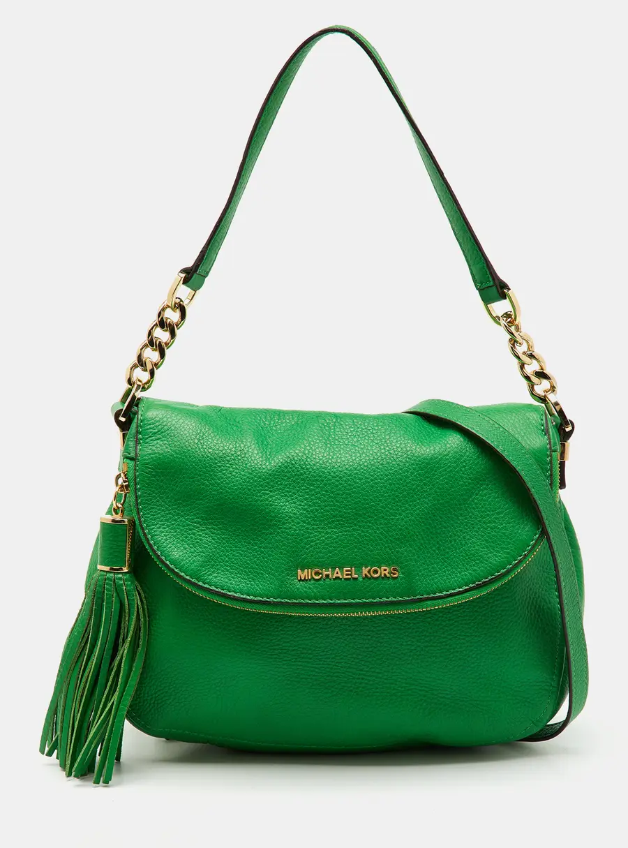 MICHAEL Michael Kors Green Leather Bedford Tassel Crossbody Bag