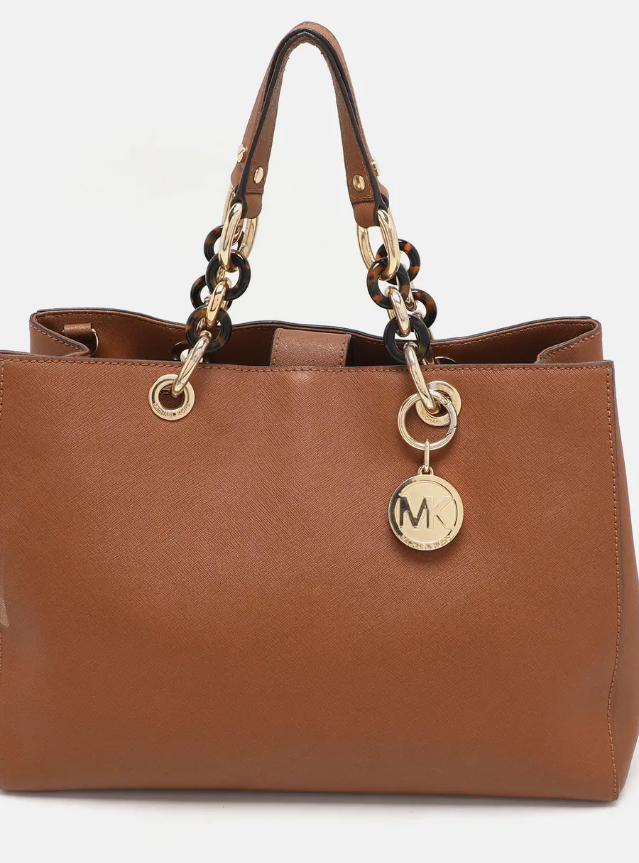 MICHAEL Michael Kors Cynthia Brown Leather Tote Bag