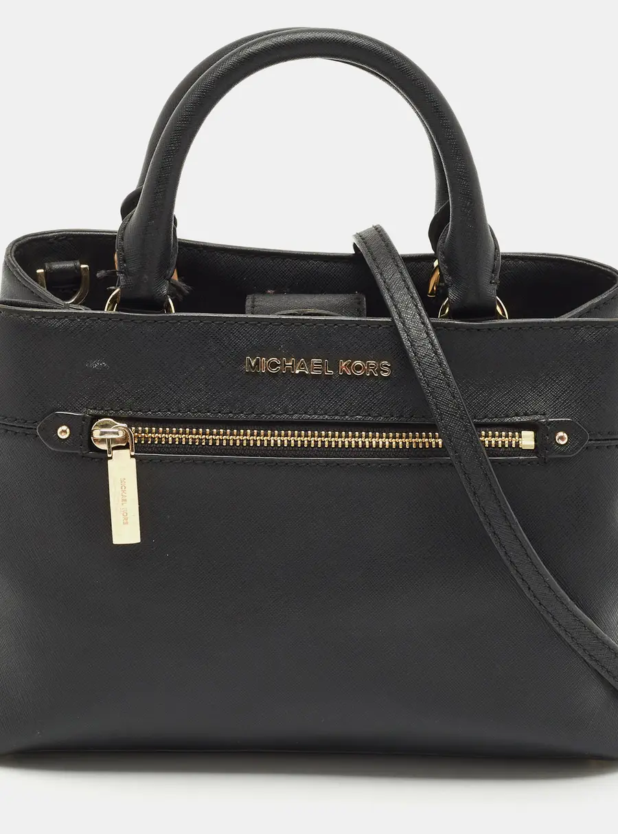 MICHAEL Michael Kors Black Leather Small Hailee Satchel