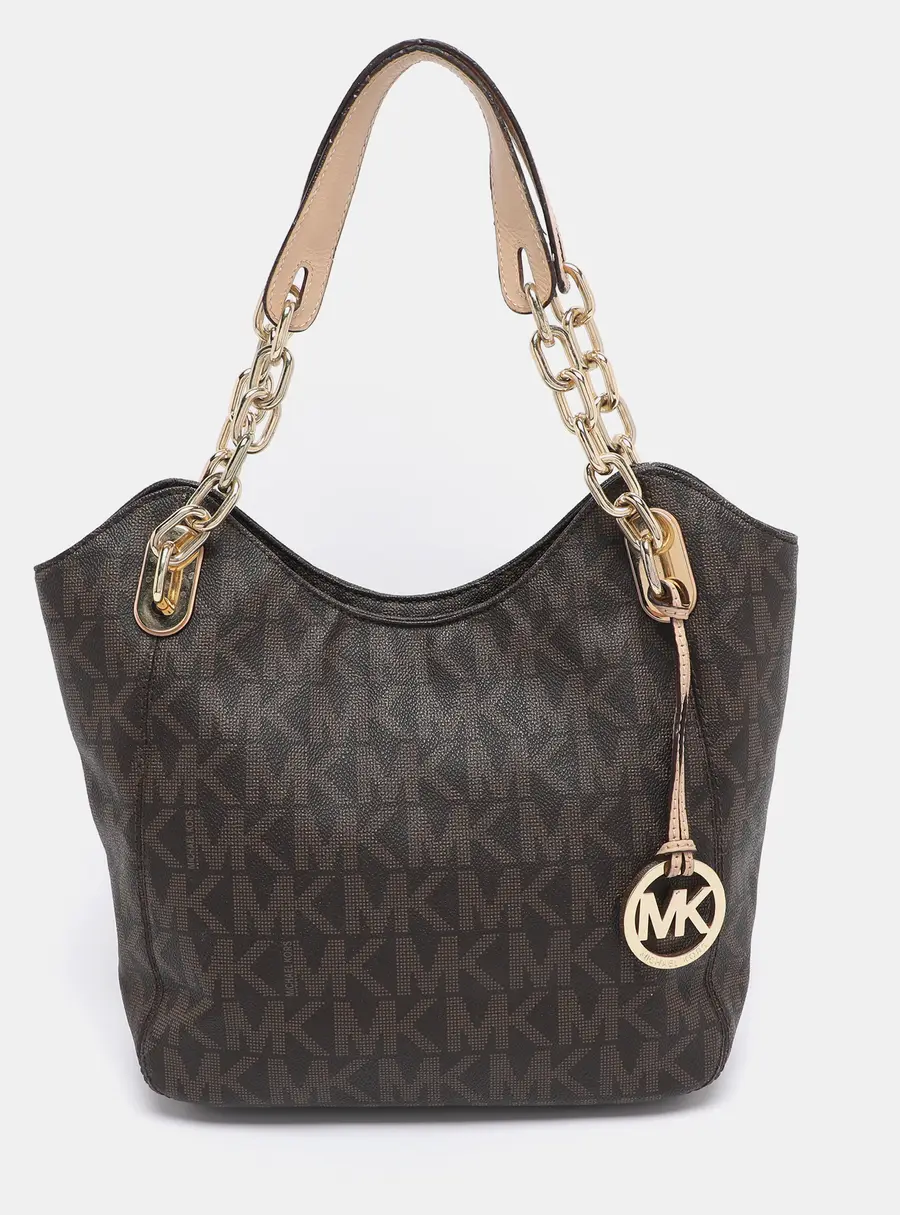 MICHAEL Michael Kors Brown Signature Coated Canvas Lilly Tote