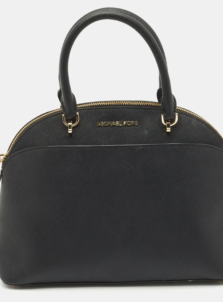 MICHAEL Michael Kors Black Saffiano Leather Large Emmy Dome Satchel