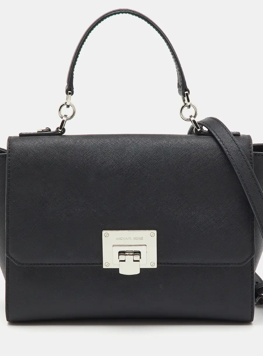 MICHAEL Michael Kors Black Saffiano Leather Callie Top Handle Bag