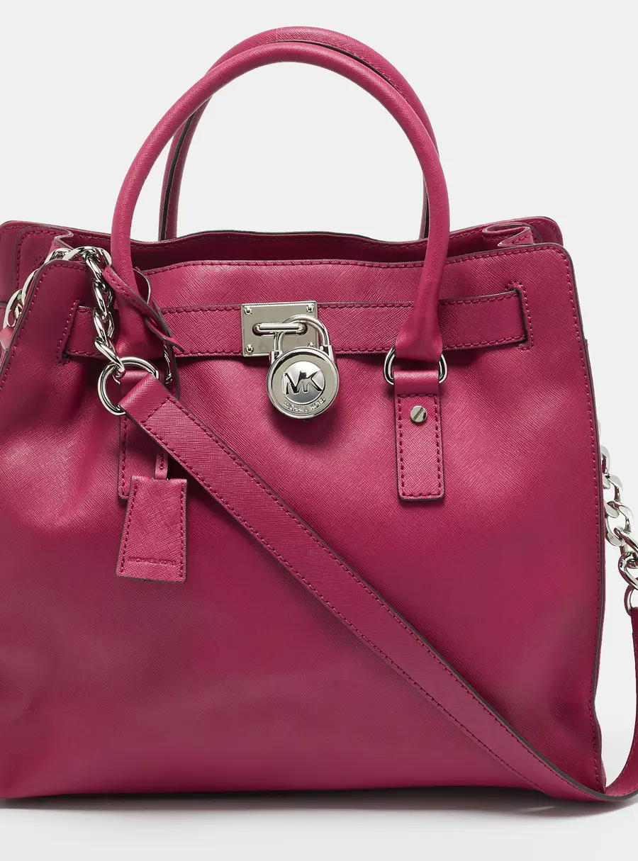 MICHAEL Michael Kors Hamilton Large Magenta Leather North South Tote