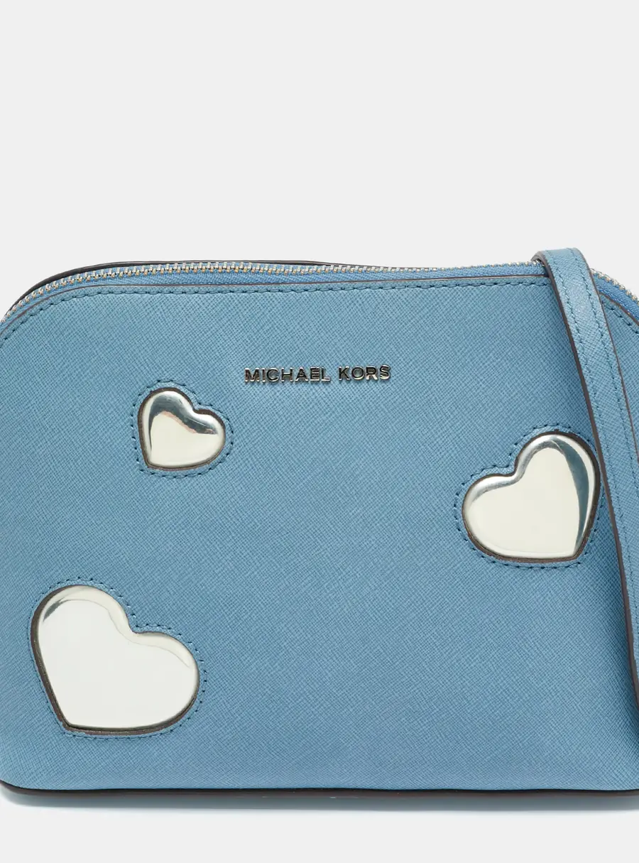 MICHAEL Michael Kors Peek A Boo Dome Blue Leather Crossbody Bag