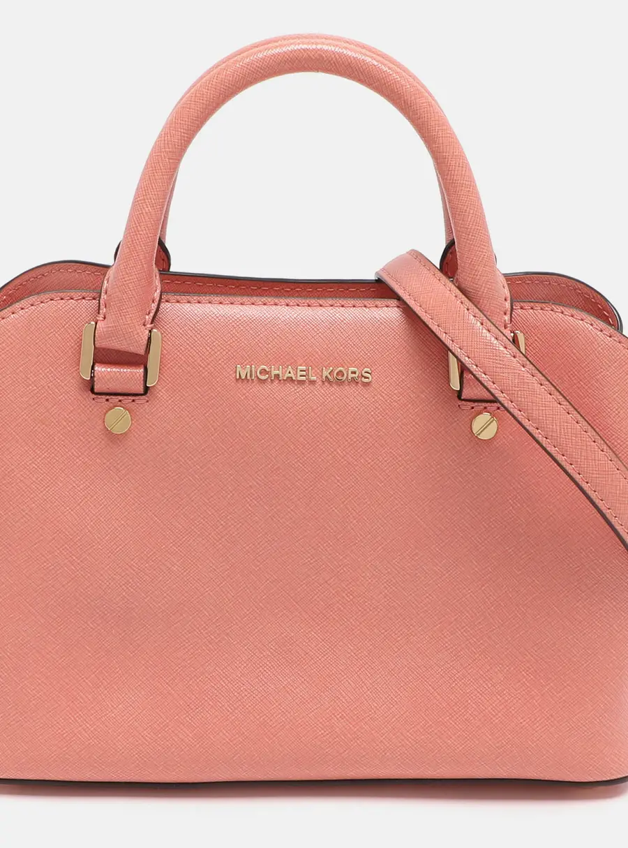 MICHAEL Michael Kors Savannah Small Peach Saffiano Leather Satchel