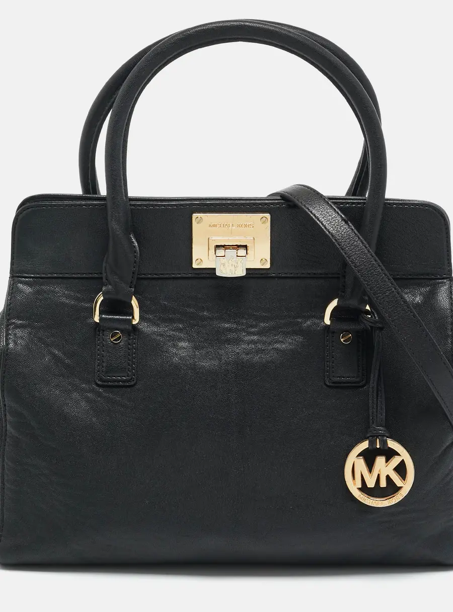 MICHAEL Michael Kors Astrid Large Black Leather Satchel