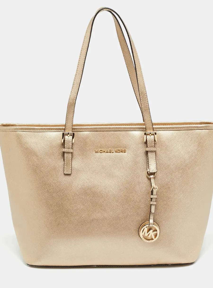 MICHAEL Michael Kors Jet Set Travel Pale Gold Leather Tote