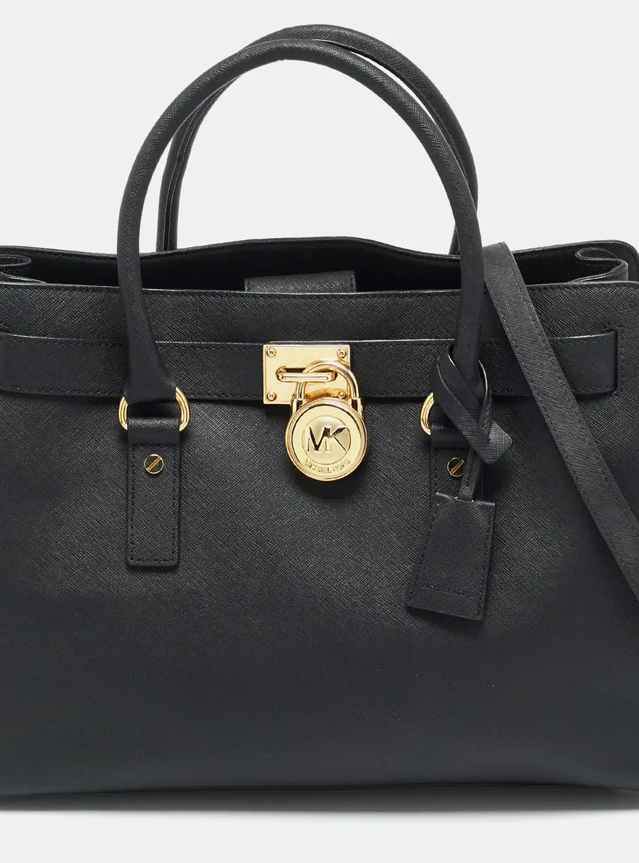 MICHAEL Michael Kors East West Hamilton Large Black Leather Tote