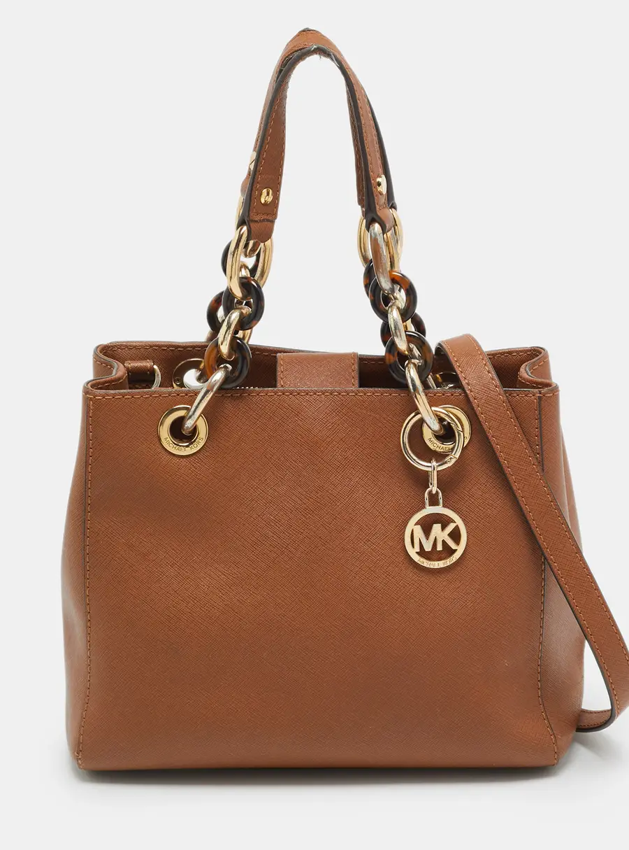 MICHAEL Michael Kors Cynthia Small Brown Saffiano Leather Tote